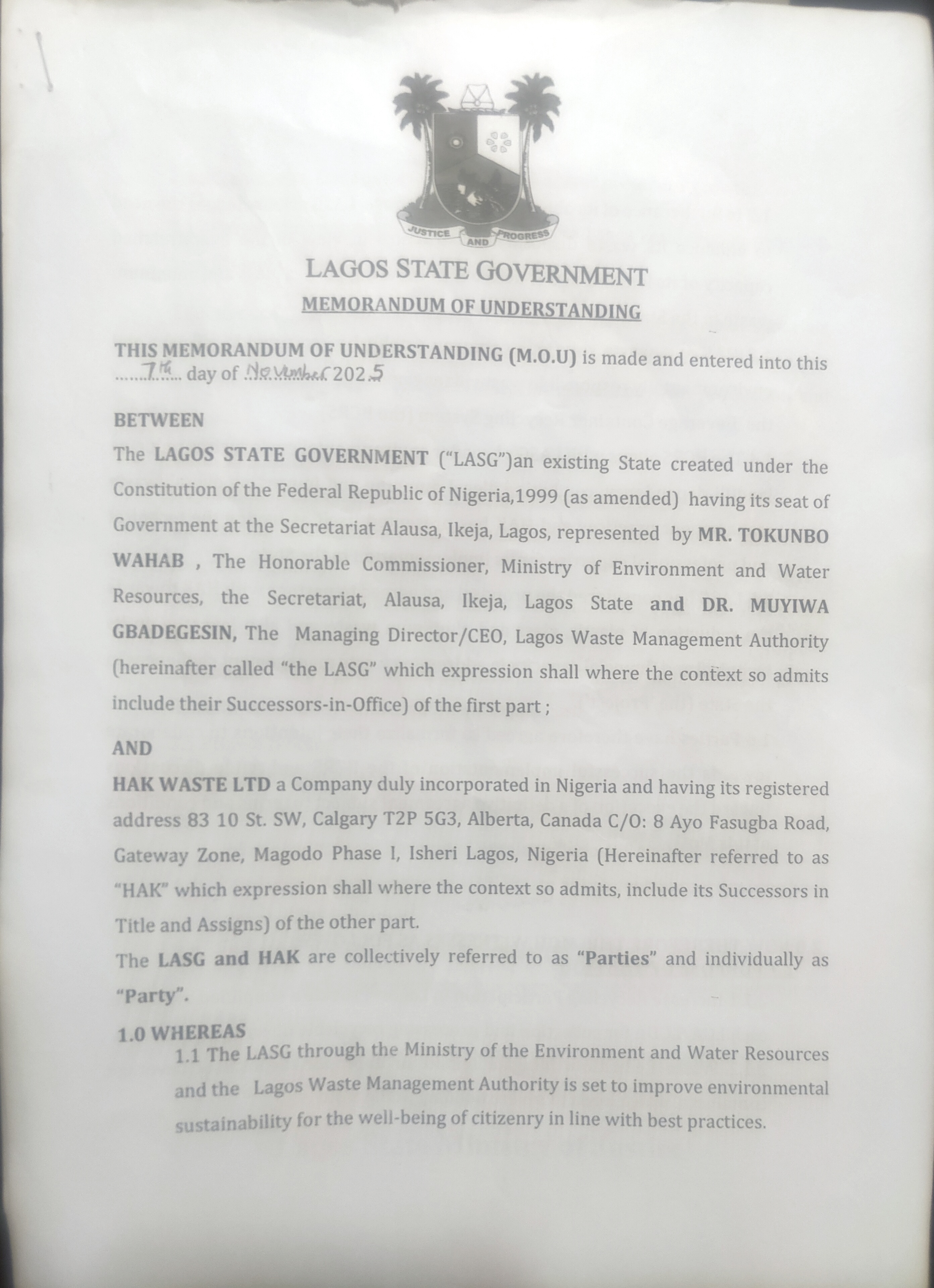 MoU Page 1